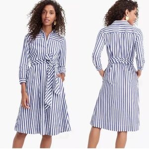 J. Crew Navy and White Striped Midi Dress